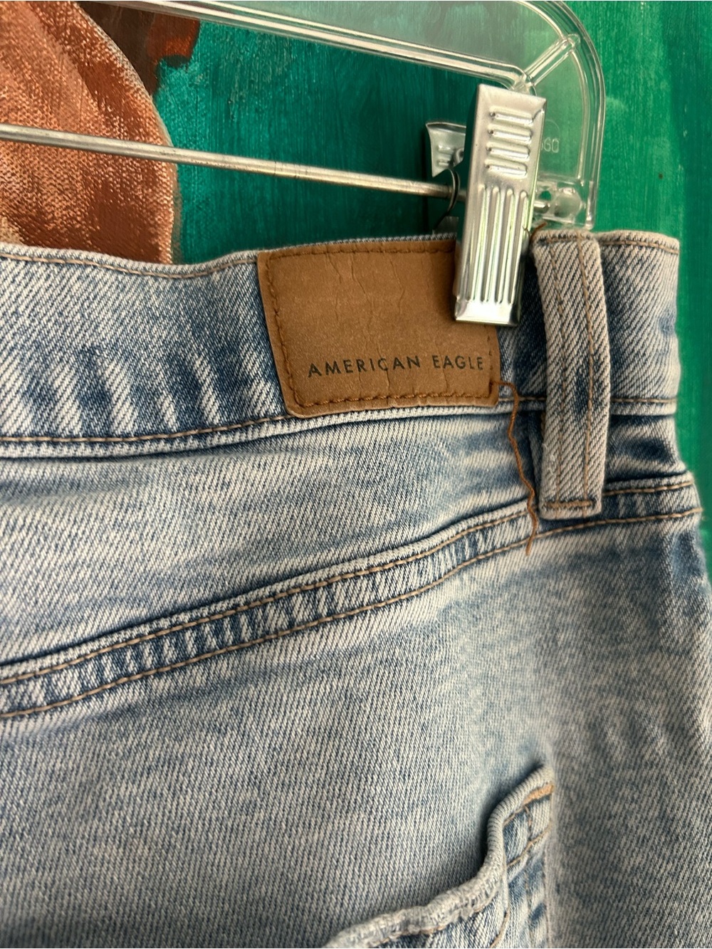 American Eagle Straight Leg Jeans Mens 32x30 Light Wash Blue Denim Stretch - Picture 8 of 16